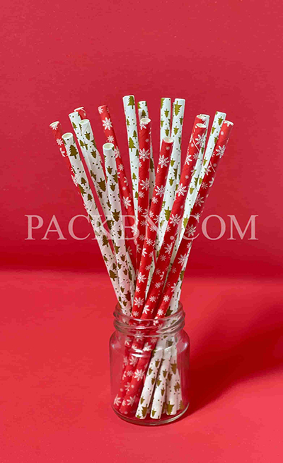 Ống hút giấy phi 6mm hoa tiết giáng sinh - Ly Giấy, Tô Giấy PACKBN - Công Ty TNHH Xuất Nhập Khẩu PACKBN